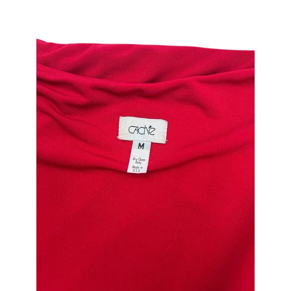 Cache Womens Vintage Red Holiday One Shoulder Rhinestone Drape Mini Dress Sz M - Picture 11 of 14